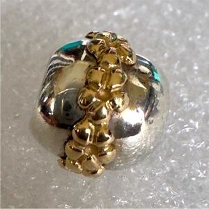 Pandora Sterling Silver and 14k Gold SATURN FLOWER Charm